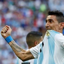 انتهاء الشوط الاول لمباراة الارجنتين وفرنسا بالتعادل الايجابي