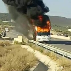 النيران تلتهم حافلة وفاق سطيف الجزائري