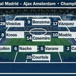 تشكيلة فريقي ريال مدريد وأياكس الهولندي للمواجهة التي تجمعهما في ابطال أوروبا