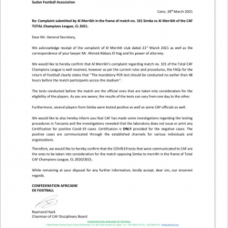 الكاف يرفض شكوى المريخ في سيمبا