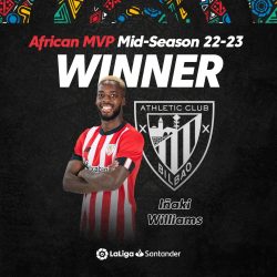 في استفتاء بمشاركة الصحفيين والجماهير  الغاني ويليامز أفضل لاعب أفريقي في الدوري الإسباني
